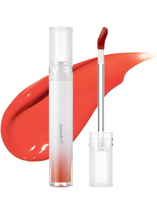 أحمر شفاه كوري Peach C River Glow – أحمر شفاه كوري فاخر – جل مائي شفاف – أحمر شفاه كوري بمظهر طبيعي – لون غني يدوم طويلاً – لمعان إضافي (لون التين) - Image 1